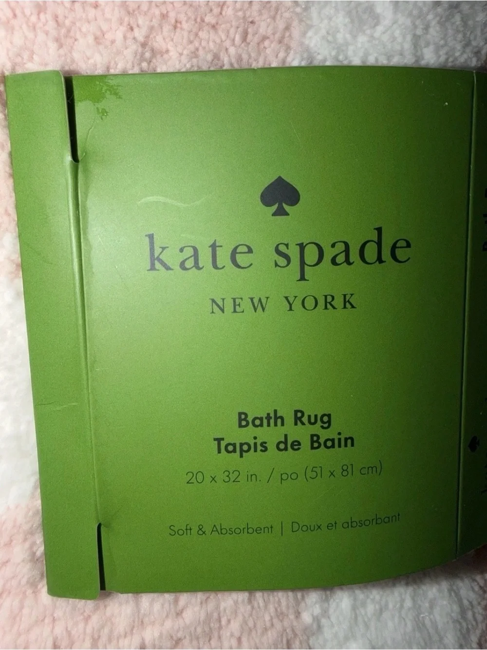 Kate Spade Large  21” x 34” Pink White Polka Dot Soft Plush Bath Mat Rug, NWT